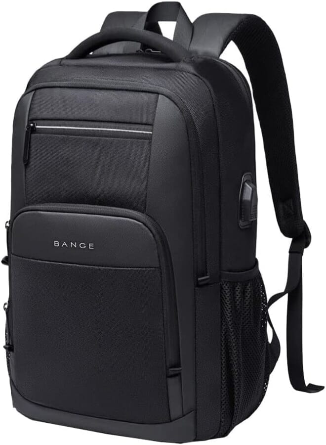 Bange 15.6 inch Laptop Backpack Large Capacity School Bag USB Charging Port Water Resistant - Black